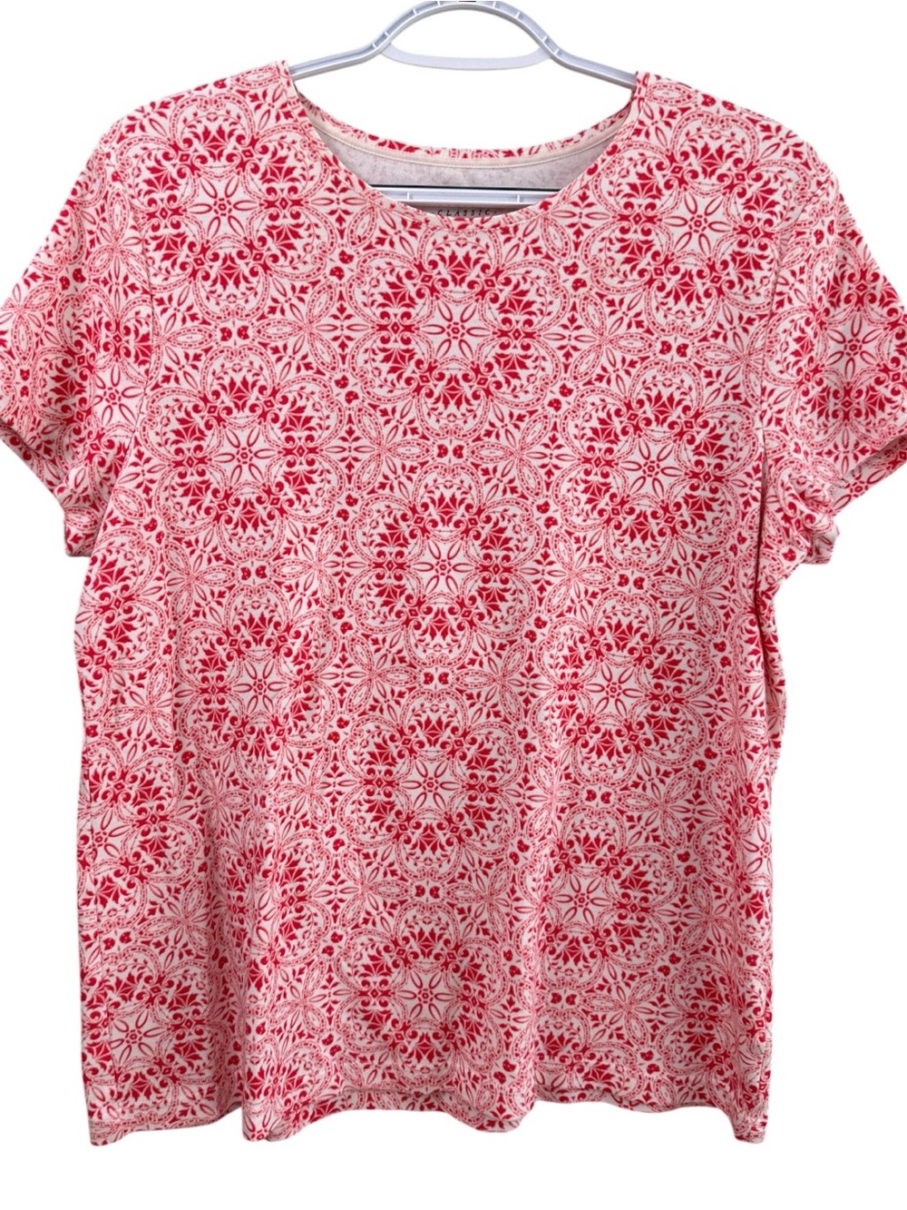 Croft & Barrow Classic Tee Coral-Red Medallion Short-Sleeve Size XL